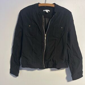 Lanalee Women's small Black see through mesh zip up blazer Jacket